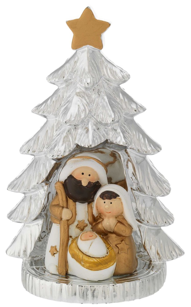 Albero argentato h. 12,5 con minipresepe h. 5